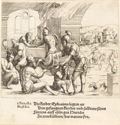 Die Männer von Ephraim kümmern sich um ihre Gefangenen und bringen sie nach Jericho zurück