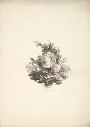 Vignette mit dem Kopf des Bacchus auf einem Karneol, Band I, Seite 242, aus Beschreibung de..., 1778-80