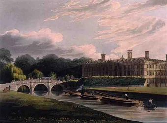 Außenansicht der Clare Hall, Cambridge, aus 