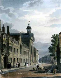 Außenansicht des Pembroke College, Cambridge, aus 