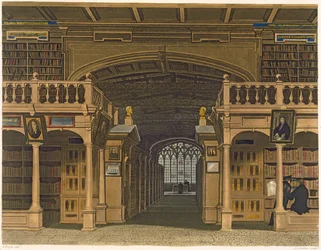 Innenansicht der Bodleian Bibliothek, Illustration aus der 