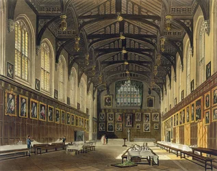 Innenansicht der Halle von Christ Church, Illustration aus der 