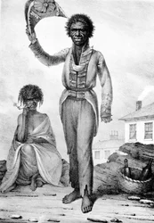 Bungaree, ein einheimischer Häuptling von New South Wales, graviert von Charles Joseph Hullmandel, 1830