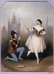 Carlotta Grisi als Esmeralda und Jules Perrot als Gringoire - La Esmeralda, Ballett in 3 Akten