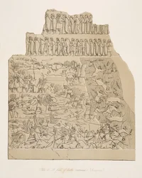 Ein Schlachtfeld (Kouyunjik), aus Denkmäler von Ninive, veröffentlicht 1849