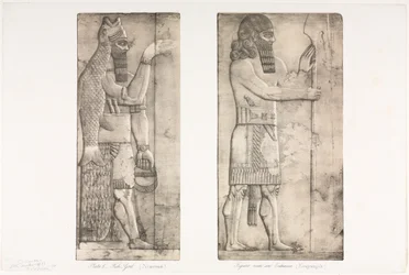 Denkmäler von Ninive: Platte 6, Fischgott Nimroud, Figur nahe einem Eingang Kouyunjik, 1853