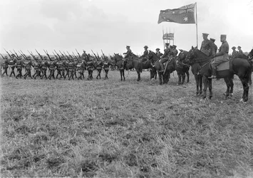 Feldmarschall Sir Douglas Haig überprüft die 5. Australische Division in Ebblinghem, 29. August 1917