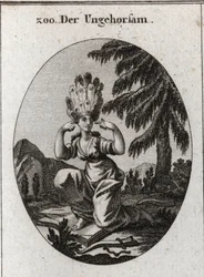 Allegorie des Ungehorsams. Das Buch der Schande markiert ihre Verachtung für die Gesetze und Vorschriften, die sie dominiert, indem sie die Bremse und das Joch mit Füßen tritt. Sie verschließt ihre Ohren, um keine Ermahnungen zu hören. Ihr Haar besteht aus