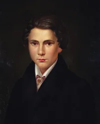 Porträt eines jungen Mannes mit Rubin-Anstecknadel, um 1835
