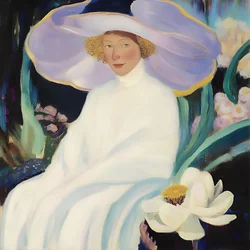 Elegante Frau mit lila Hut