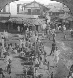 Ein Markt in Ahmedabad, Indien, 1902