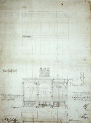 Entwurf für Nicholsons staatliches Lotteriebüro, Cockspur Street 3, City of London