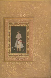 Porträt von Jahangir Beg, Jansipar Khan, Folio aus dem Shah Jahan Album, ca. 1627