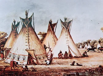 Dorf des Kiowa-Stammes