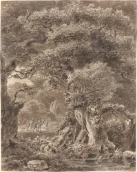 Musiker, die durch einen Wald reisen