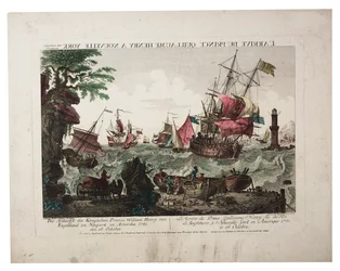 Die Ankunft von Prinz William Henry in New York, ca. 1781 (handkolorierter Stich)