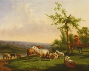 Pastorale Landschaft mit einer Herde