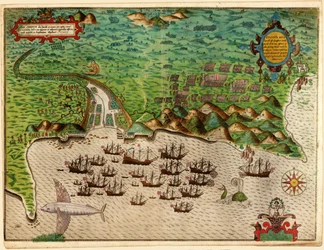 Santiago, aus Drakes Westindienreise 1585-86, veröffentlicht 1589