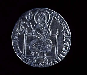 Rückseite eines großen Guelfen darstellend Johannes den Täufer, geprägt 1376