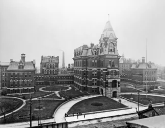 Cook County Hospital, ca. 1900, Chicago, Illinois, USA, ca. 1900 (s/w Foto)
