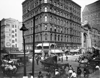 Randolph und Dearborn Streets, Chicago, Illinois, USA, um 1900