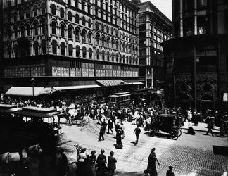 State und Madison Straßen, Chicago, Illinois, USA, ca. 1905