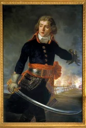 Italienkampagne (1796-1797): „Porträt von Louis Alexandre (Louis-Alexandre) Berthier (1753-1815), Prinz von Neuchatel, Marschall von Frankreich (dargestellt an der Pont de Lodi am 10.05.1796)“ Gemälde von Antoine Jean Gros (1771-1835) 1796