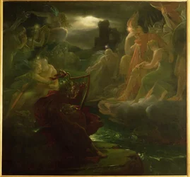 Ossian beschwört die Geister am Ufer des Flusses Lora mit dem Klang seiner Harfe, 1801