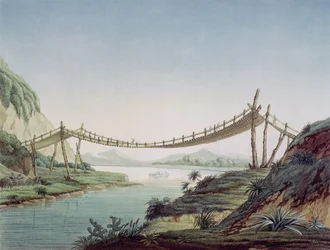 Hängebrücke bei Penipe über den Chambo, Mexiko, 1810