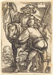 Reitender Standartenträger und Fußsoldat