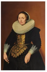Porträt einer Dame, dreiviertellang, mit Gürtel