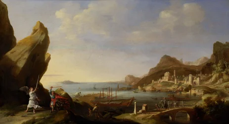 Küstenlandschaft mit Bileam und dem Esel