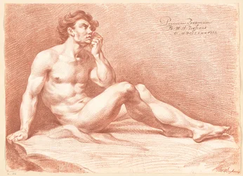 Sitzender männlicher Akt, seitlich gesehen (1. Preis 1788)