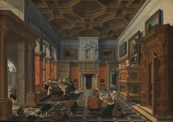 Interieur mit einer Gesellschaft