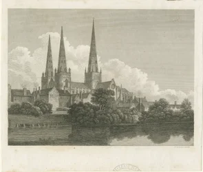 Lichfield Kathedrale - Südwestansicht (Gravur)