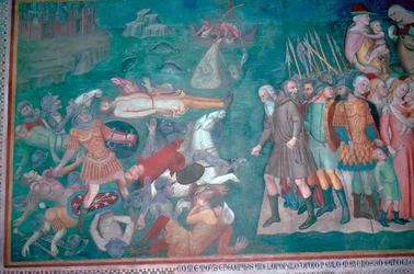 Fresko der Israeliten, die das Rote Meer überqueren, 14. Jahrhundert