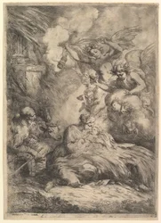 Die Geburt Christi mit Engeln, 1650-57