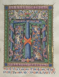 Missale: Fol. 186: Verzierte Initiale T[e igitur], ganzseitig, 1469