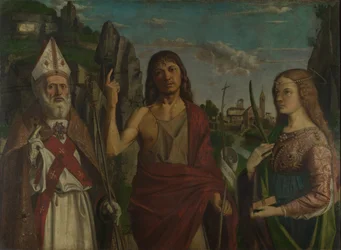 Heiliger Zeno, Heiliger Johannes der Täufer und eine weibliche Märtyrerin, ca. 1495