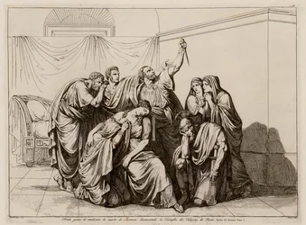 Brutus schwört, den Tod von Lucretia zu rächen, indem er die Tarquins aus Rom verbannt