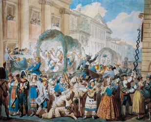 Ritterliche Szene in San Carlo al Corso in Rom, von Bartolomeo Pinelli