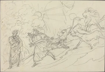 Dante flieht vor den wilden Tieren und trifft Virgil