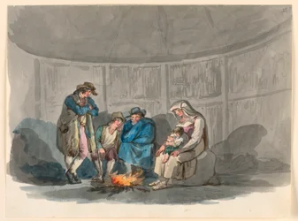 Zeichnung, Eine Familie von Hirten bei Nacht, 1807–08