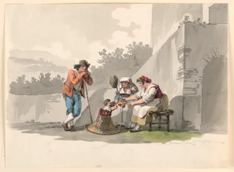 Zeichnung, Eine Bauernfamilie in der Campagna, 1807–08