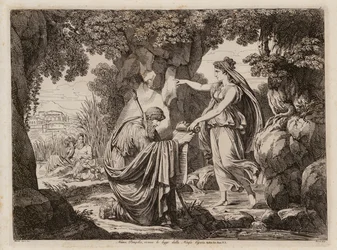 Numa Pompilius mit der Nymphe Egeria (Radierung)