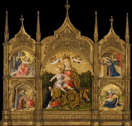 Die Madonna der Demut, die Verkündigung, die Geburt Christi und die Pietà, ca. 1465