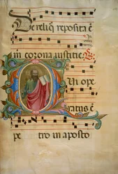 Illuminierte Initiale mit der Figur des Heiligen Paulus (Corale 8, ca. 163), für Chorbuch 8 von Santa Maria degli Angeli