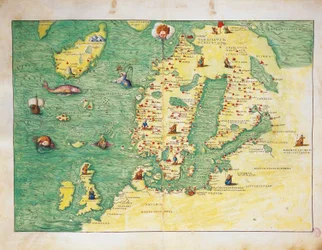 Nordeuropa, aus dem Atlas der Welt in dreiunddreißig Karten von Battista Agnese