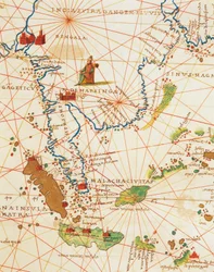 Der Indische Ozean und Teile Asiens und Afrikas: Malaysia und Inseln Java und Sumatra, aus dem Atlas der Welt in dreiunddreißig Karten, von Battista Agnese