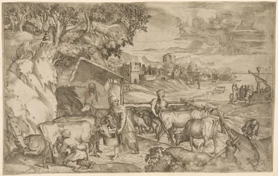 Landschaft mit Vieh